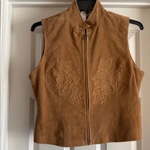 Vintage Coldwater Creek Embroidered Size Medium Suede Western Cowboy Boho Vest